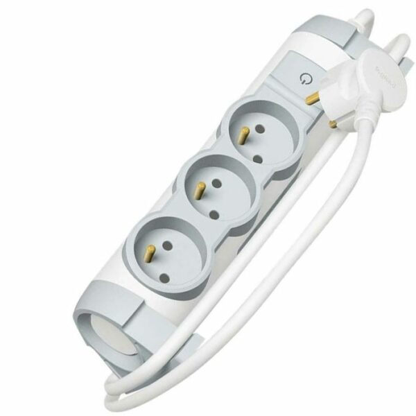 prix tunsie Multiprises LEGRAND Rotatif Nombre de prises: 3 prises d'alimentation Puissance: 3500W Tension: 230V  avec Interrupteur qui commande les prises Fixation possible par vis sur mur, meuble, plan de travail Longueur: 1.5m Couleur: Blanc et Gris